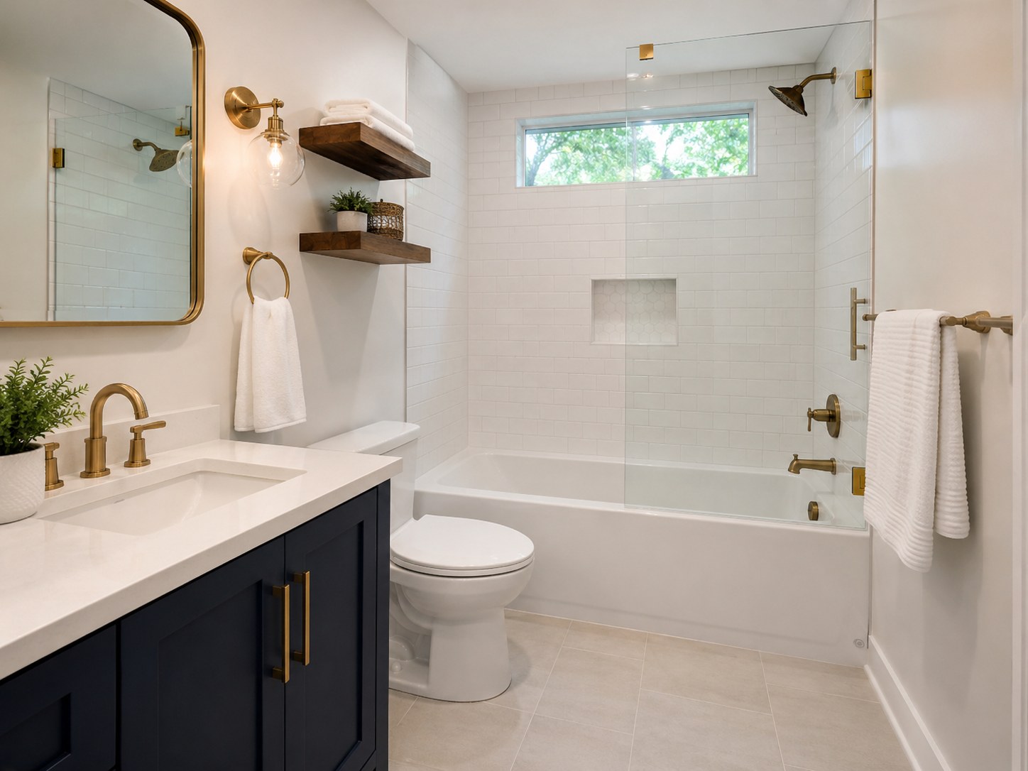 Completed bathroom remodel plumbing fixture example